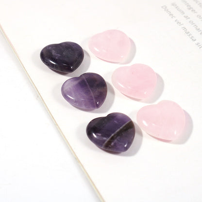 Natural Amethyst Rose Quartz Healing Gem Stone Crystal Stone Heart 20x8mm 30pcs