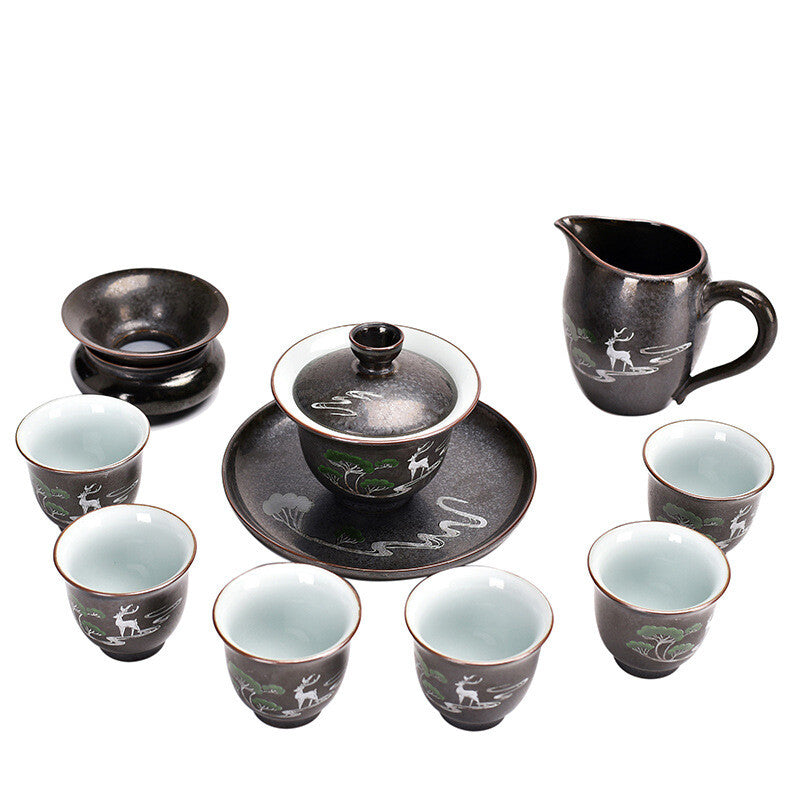 Complete Tea Set Ceramic Gaiwan Matching Tea Cup Pithcer Filter Net Holder China
