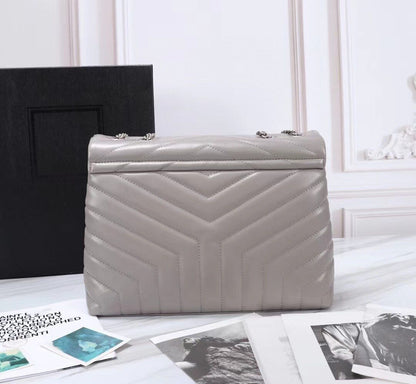 Large Computer Bag Tote Diamond Pattern Bag Metal Chain Shoulder Crossbody Purse