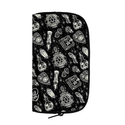 Black Long Wallet Witchcraft Skull Gothic Purse Passport Bag Phone Coin Purses
