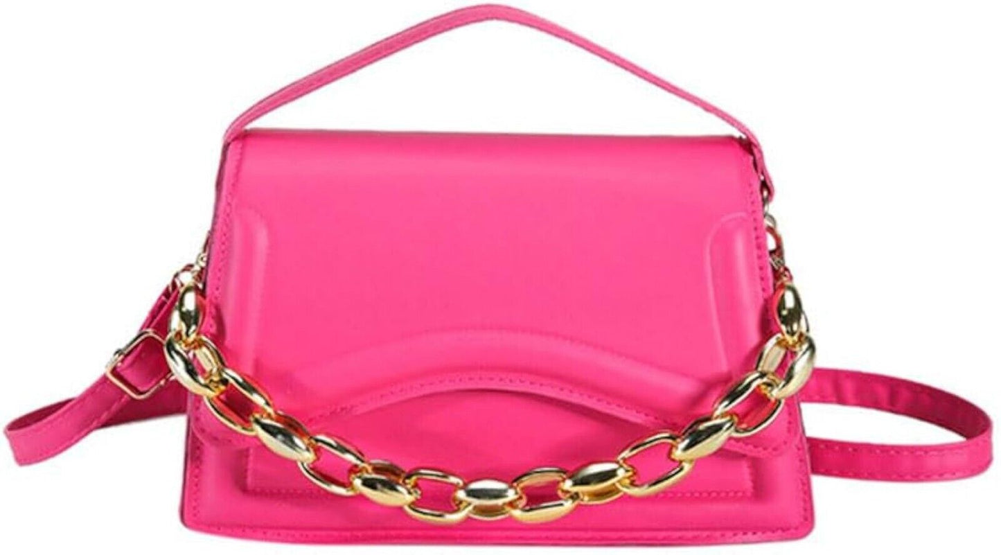 NEW! Hot Pink Crossbody PU Leather Handbag Purse Mini Satchel For Women Girls