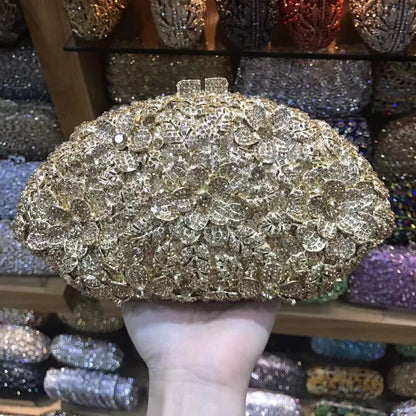 Lady New Stones Clutch Bag With Chain Quality Rhinestone Wedding Clutches Purse