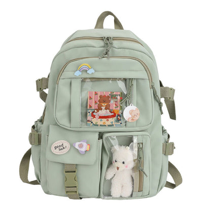 Large Capacity Backpack School Bag Laptop Girls Travel Bag With Pin