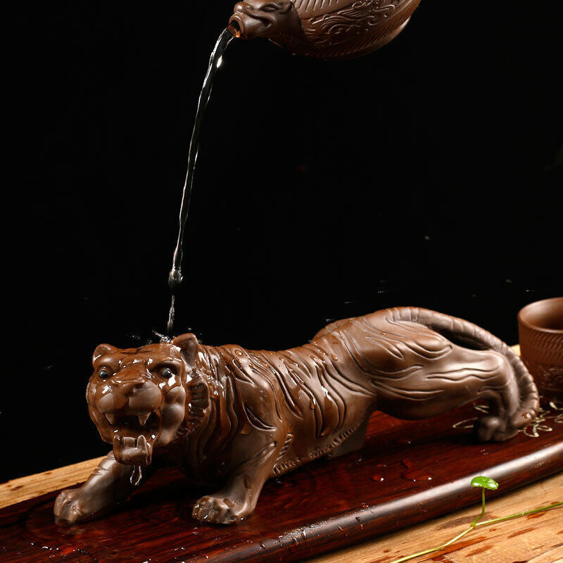 Creative Tea Pet Statue Tiger Handmade Artware Animal Zisha Purple Clay Tea Play