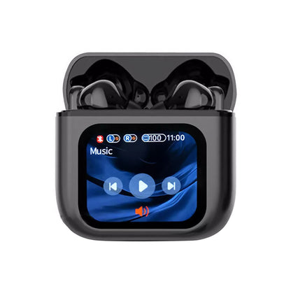 Black Bluetooth 5.4 Wireless Headphone Visible LED Touchscreen Earphones