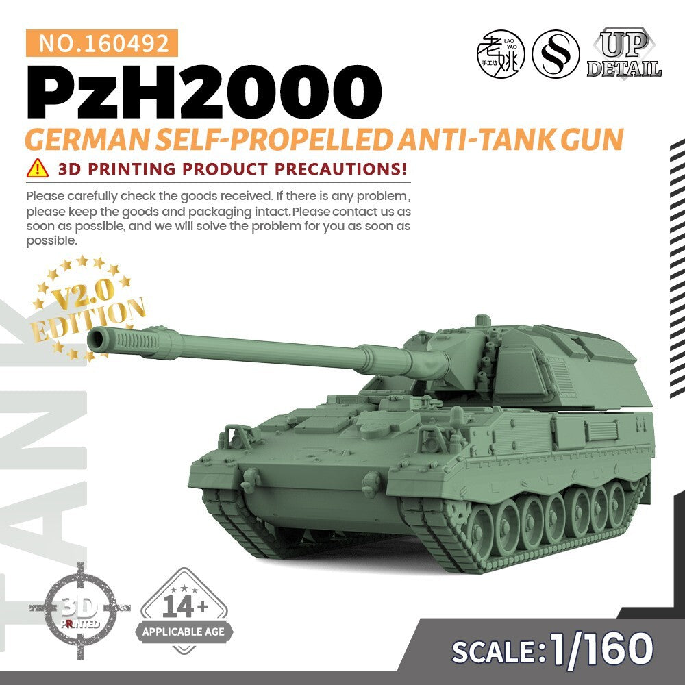 SS160492 1/160 Military Model Kit German PzH2000 Self-Propelled Anti-Tank Gun