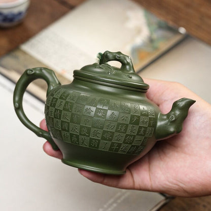 Full Handmade Tea Pot With String Bead Original Ore Real Yixing Zisha Green Clay