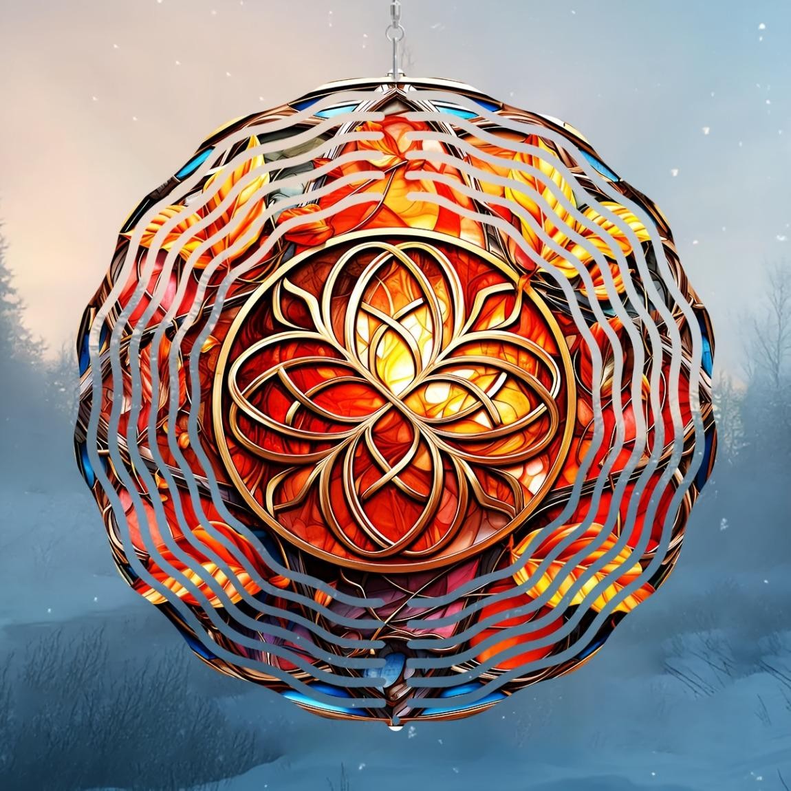 CIFbuy 10 Inch Celtic Wind Spinner 3D Metal Garden Decor Rotating Geometric Art