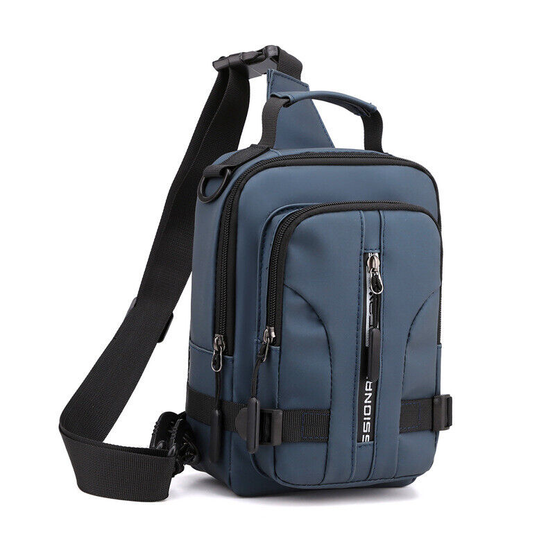 Men's Small Sling Chest Bag Backpack Anti-theft Crossbody Shoulder Bag wUSB Port