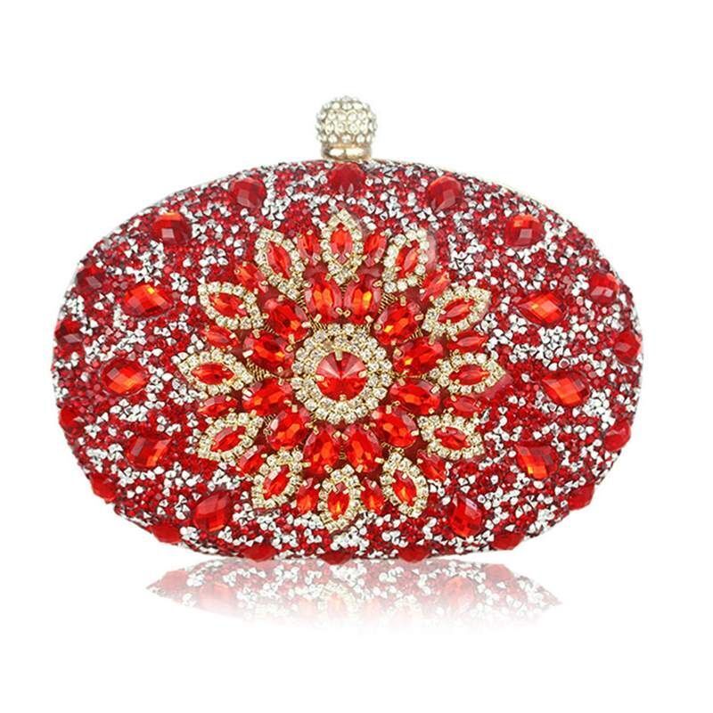 Wedding Silver Floral Crystal Clutch Bag Wallet Purse Handbags Nylon Hasp Women