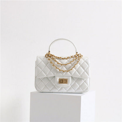 Quilted Lambskin Leather Small Flap Purse Chain Tote Shoulder bag Crossbody