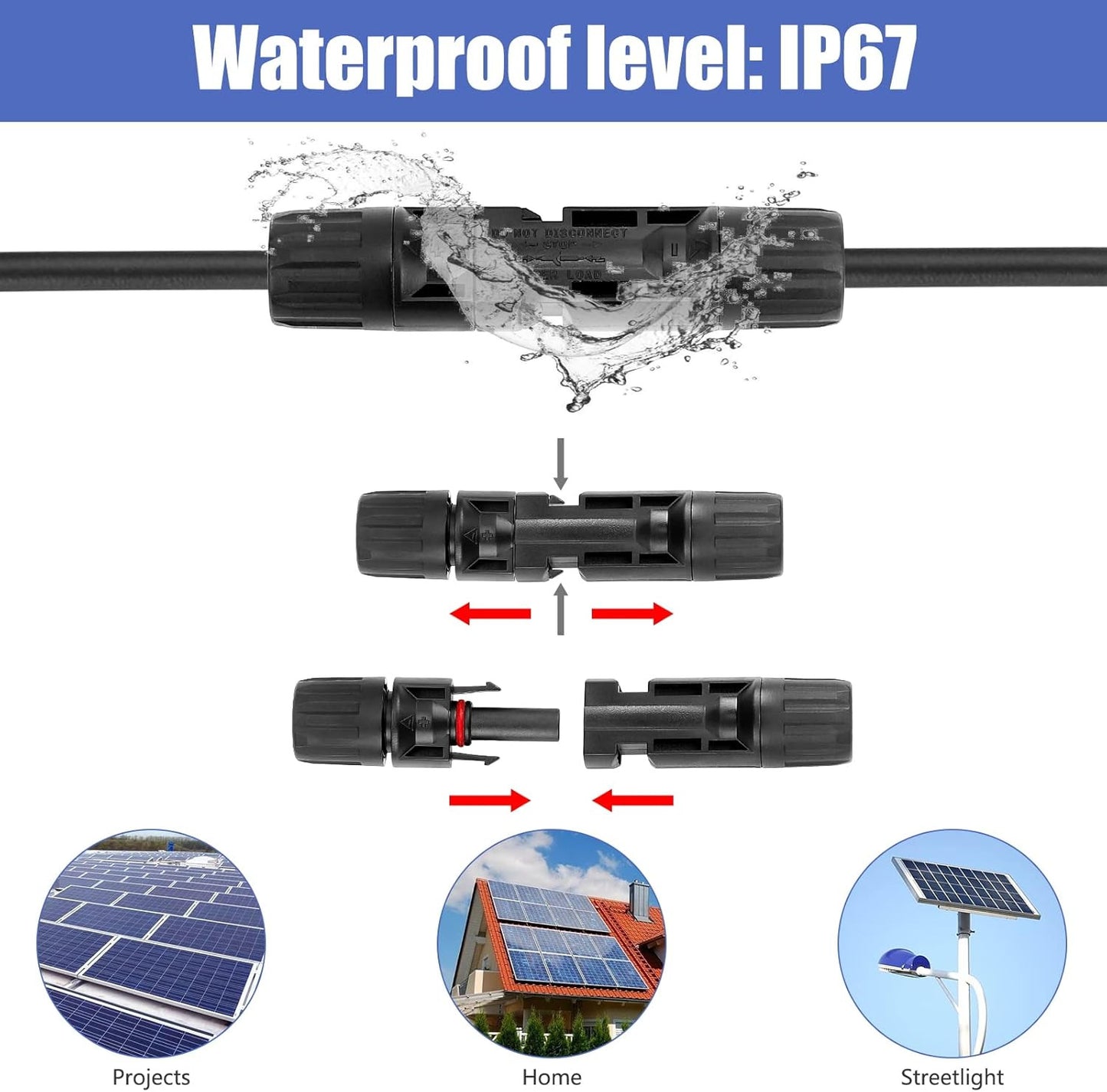 10/20/50/100 Pairs Male Female Solar Cable Connectors For DIY Solar Panel US