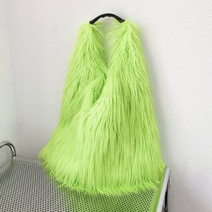Winter Soft Faux Fur Tote Bags Large Capacity Fluffy Plush Shoulder Handbag Warm