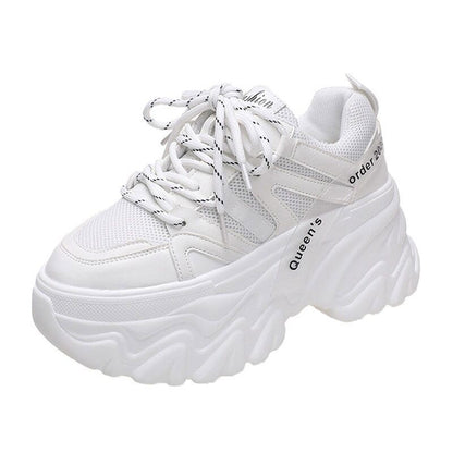 Women's Pink Sneakers Sports Shoes Woman Lace Up Thick Sole Shoes 2023