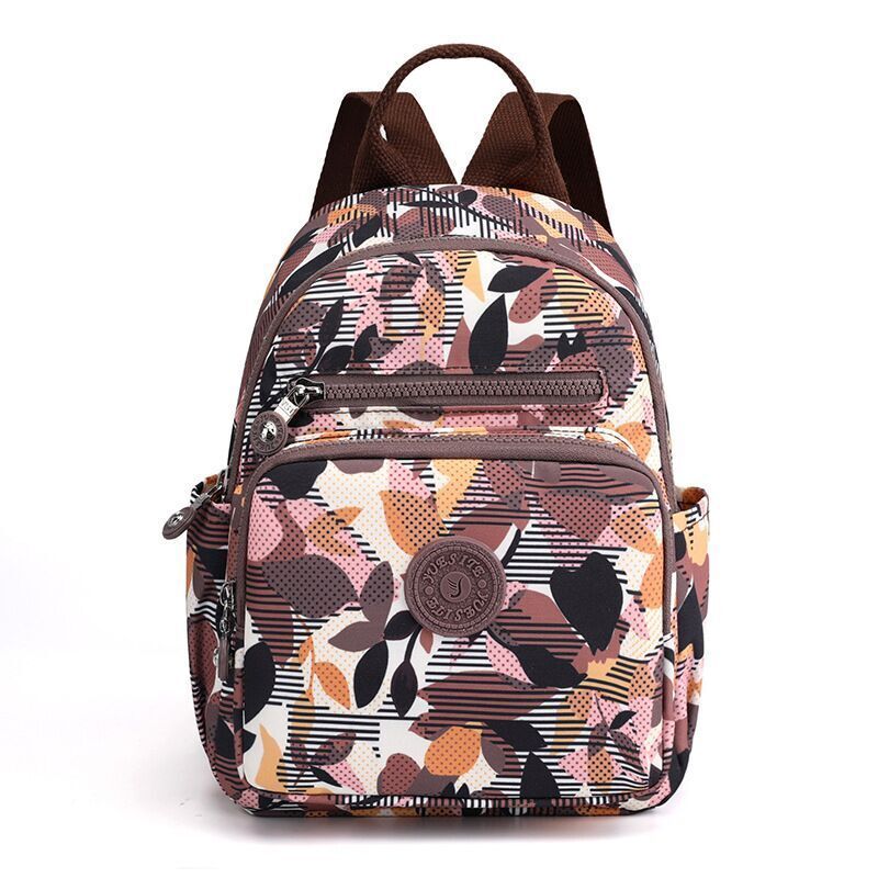 Small Backpack Flower Printing Shoulder Bag Waterproof Nylon Rucksack 20L Zipper