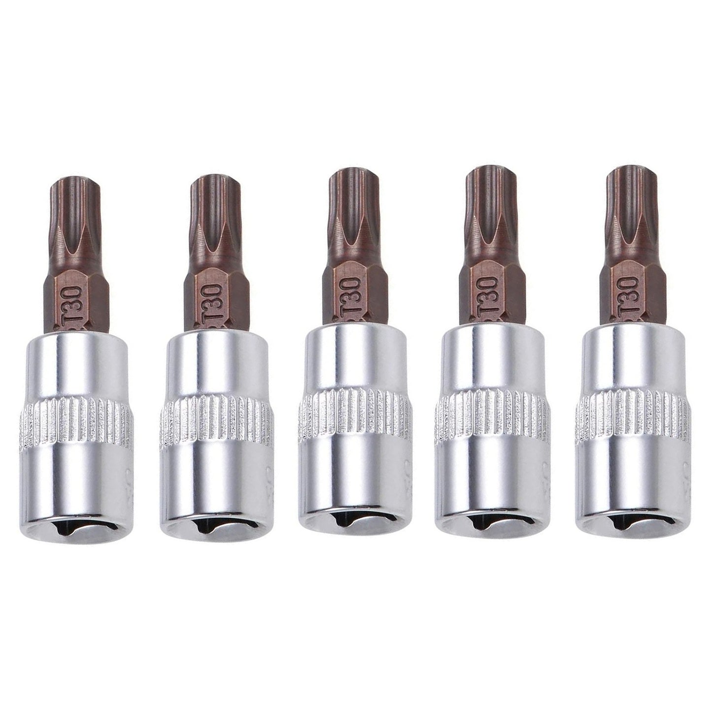 5pcs 1/4inch (6.35mm) Drive T30 Torx Bit Socket Universal DIY Hand Work Tool