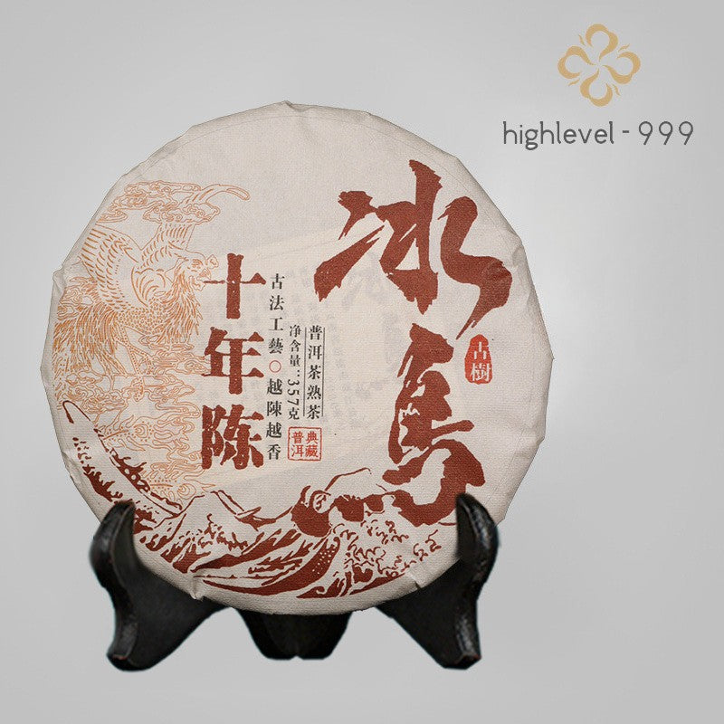 357g Ripe Pu'er Tea Cake Long Cellared Lincang Ancient Tree Yunnan Mountain Tea