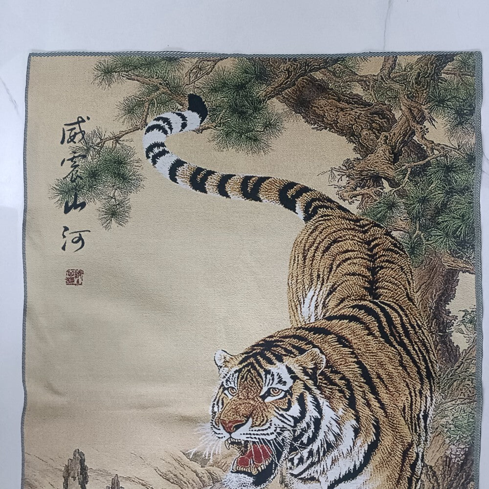 Exquisite Chinese Old Silk Embroidery painting "Downhill Tiger“