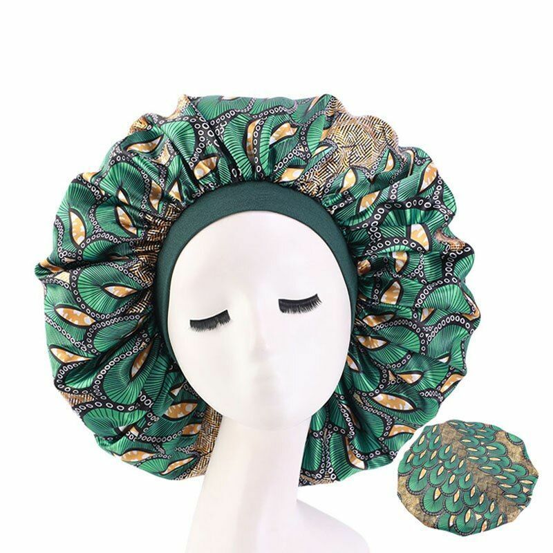 Sleep Night Cap Big Size Beauty Satin Silky Bonnet Head Cover Hat Curly Springy