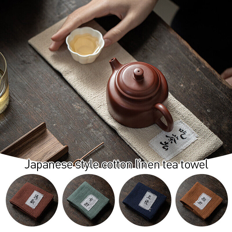 Japanese Tea Towel Retro Handmade Cotton Linen Tea Mat Coaster Pot Rag Mat