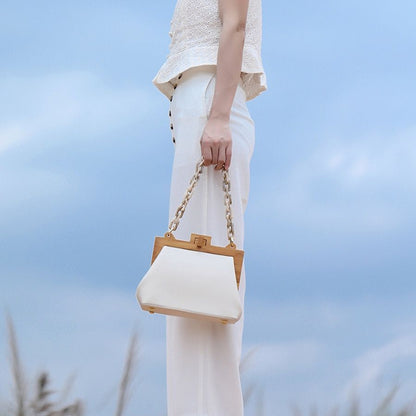 Bucket Bag Wooden Clip Bag Acrylic Chain Handbag Shoulder Purse 24*10*18 CM 1PC