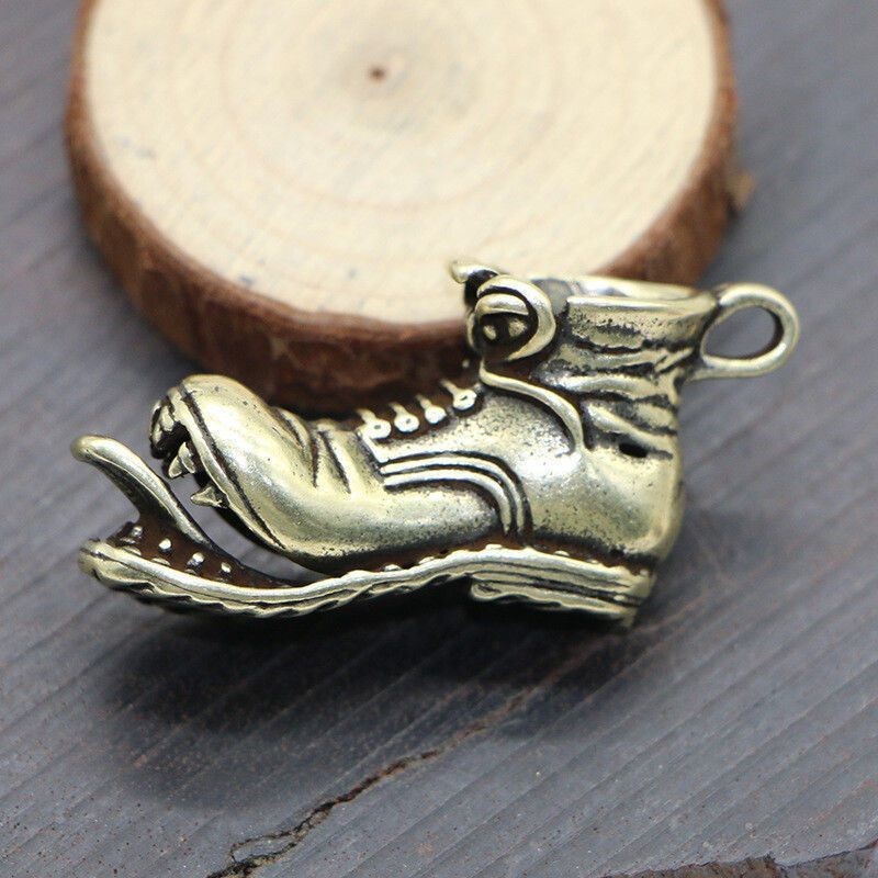 Pure Brass Martin Boot Pendant Open Mouth Copper Shoe Keychain Mini Charm