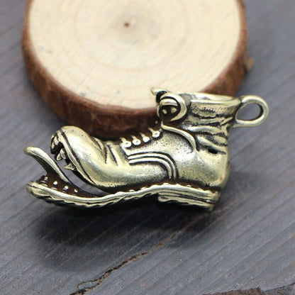 Pure Brass Martin Boot Pendant Open Mouth Copper Shoe Keychain Mini Charm