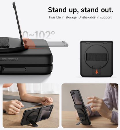 for Samsung Galaxy Z Flip7 Case with 360° Rotatable Hand Strap Phone Grip Holder