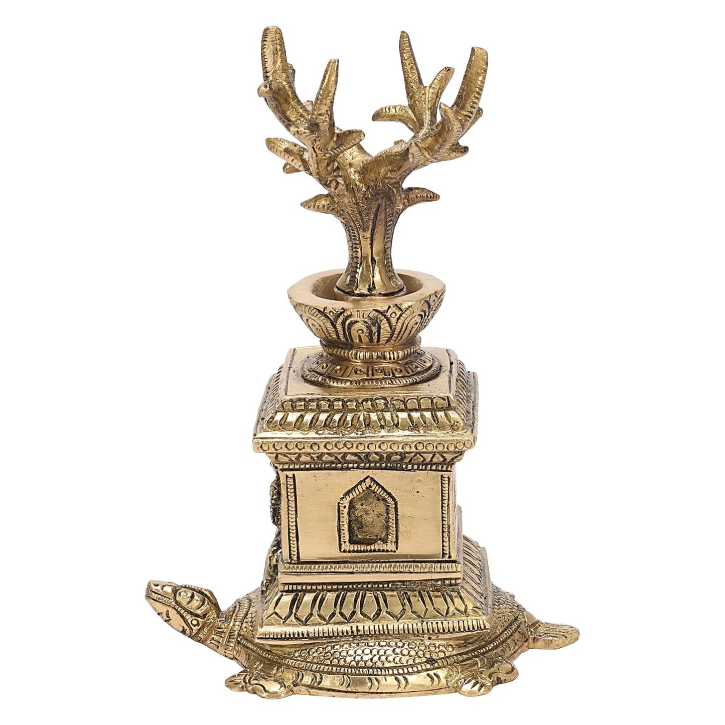 Brass Goddess Tulsi (Thulasi) Saligram Plant on Tortoise for Home Temple Idol