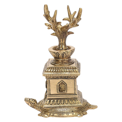 Brass Goddess Tulsi (Thulasi) Saligram Plant on Tortoise for Home Temple Idol