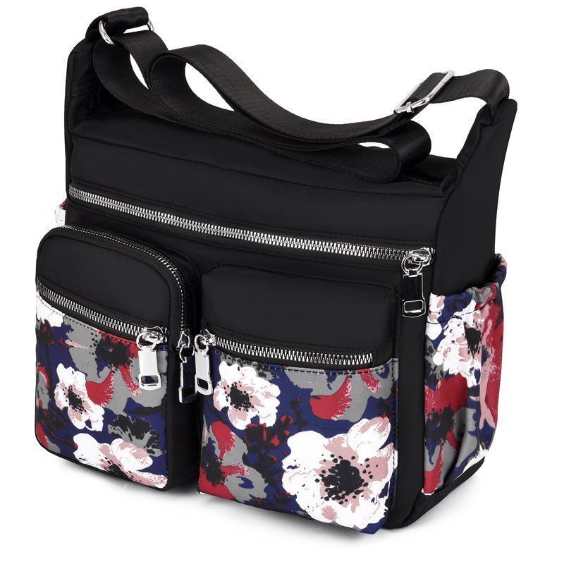 Crossbody Bag Waterproof Nylon Flower Shoulder Messenger Casual Ladies Handbag