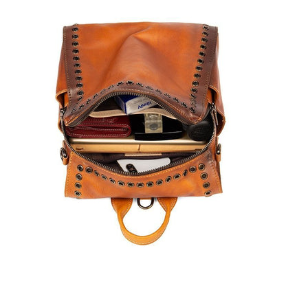 Vintage Genuine Leather Backpack Rubbing Double Shoulder School Bags Teenage 1PC