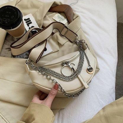 Chain Waist Belt Bag Women Leather Crossbody Fashion Phone Pack Purse Ladies