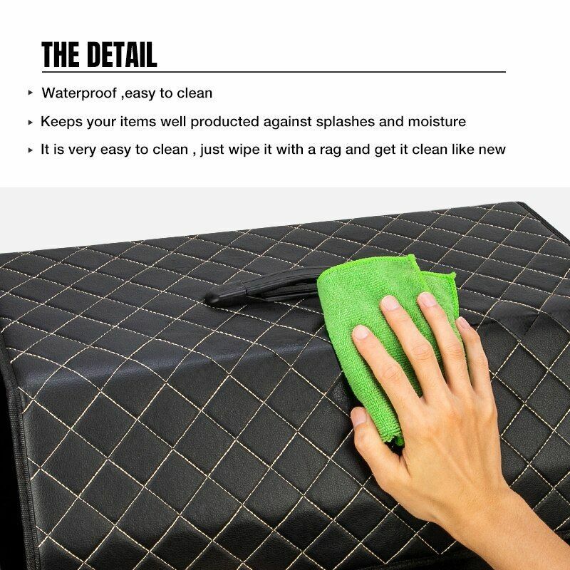 Car Trunk Storage Organizer Bag PU Leather Box Folding Stowing Tidying SUV Broad