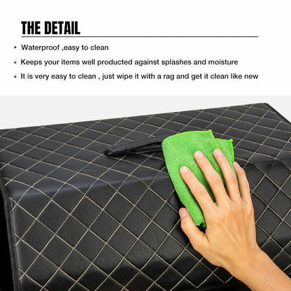 Car Trunk Storage Organizer Bag PU Leather Box Folding Stowing Tidying SUV Broad