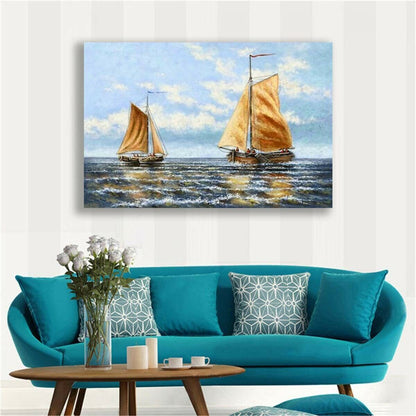 Sailboat Canvas Painting Wall Art Poster HD Print for Living Room Home Decor