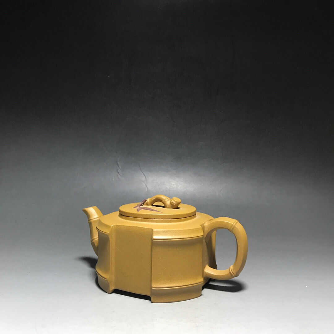 Chinese Yixing Zisha Clay Handmade Exquisite Teapot（四方竹段 底款：方开明）