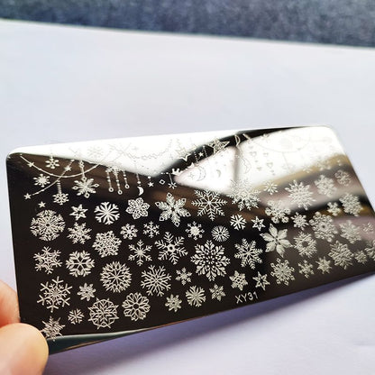 Nail Art Tool Metal Snowflake Flower DIY Stamping Plates Printing Stencil 6x12cm