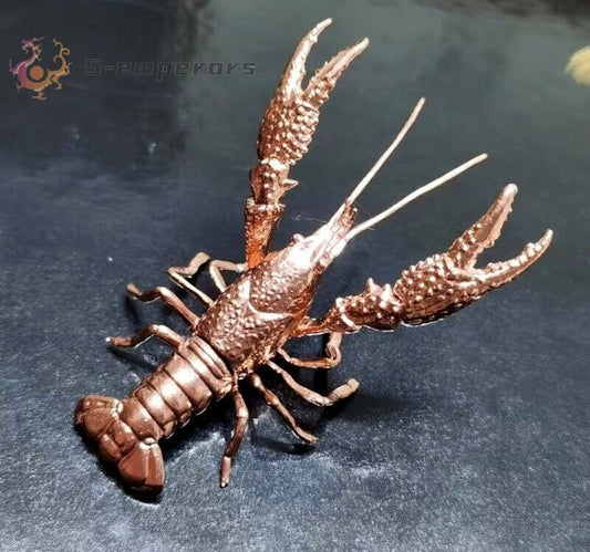 Red Copper Lobster Animal Figurine Statue Pet Tea Table Fish Tank Decor