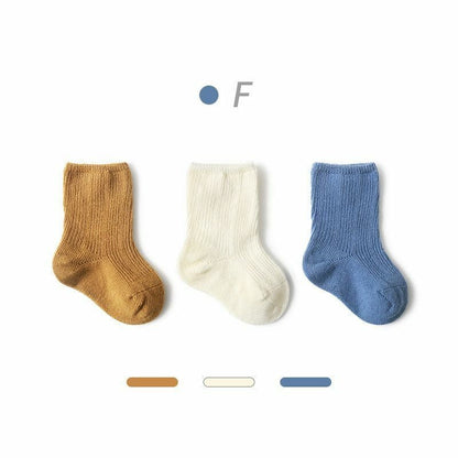 Socks 3 Pairs Baby Girl Boy Toddler Cotton Clothes Accessories Pure Color Combed