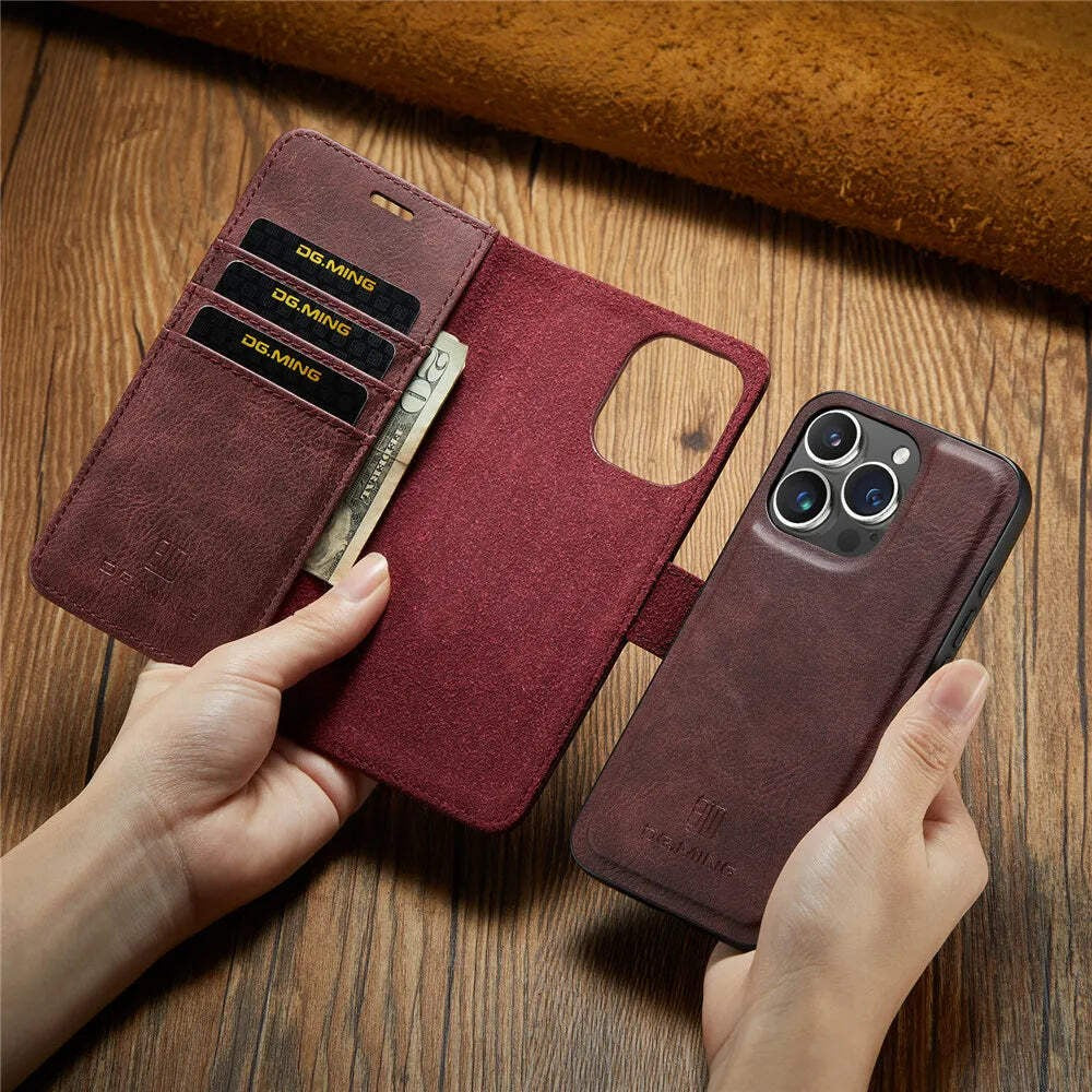 Detachable Magnetic Leather Phone Case – Wallet Kickstand Cover
