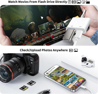 [Apple Mfi Certified] Lightning to USB Camera Adapter for Iphone, Ipad to USB 3.