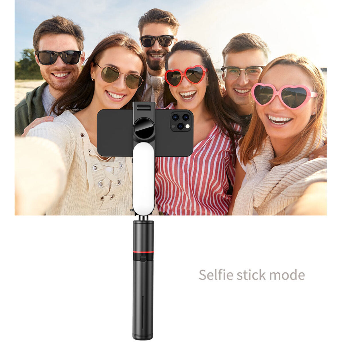 Bluetooth Selfie Stick Tripod & Fill Light For iPhone XS Max XR X SE 2020 2022