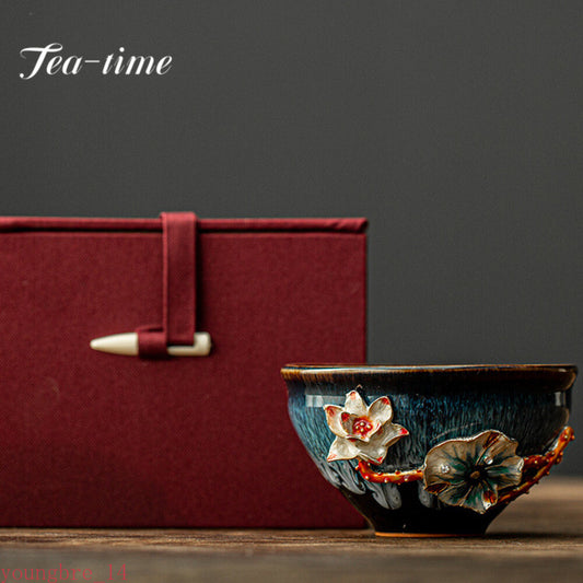 130ml Handmade Enamel Colored Ceramic Teacup Hand Pinch Flower Tea Pair Bowl