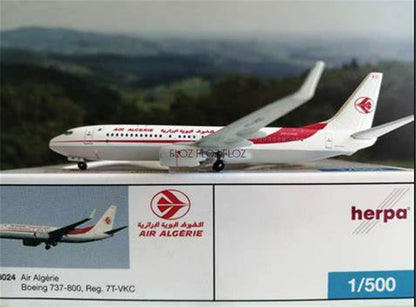 for Herpa for Air Algerie for Boeing 737-800 7T-VKC 1:500 plane Pre-built Model