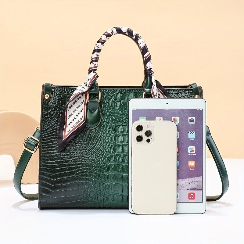 Fashion Crocodile Pattern Handbag Faux Leather Shoulder Bag Women's Purse