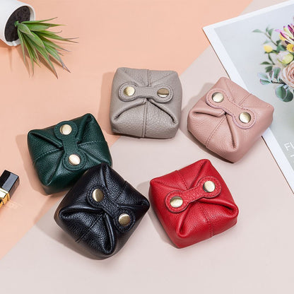 Real Leather Cosmetic Bag Cute Makeup Pouch Travel Small Organizer 8.5*8.5*3 CM