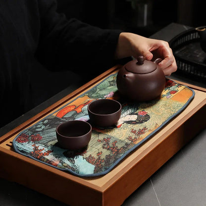 36cm Chinese Retro Tea Towel Strong Water Absorption Thicken Tea Mat Coaster