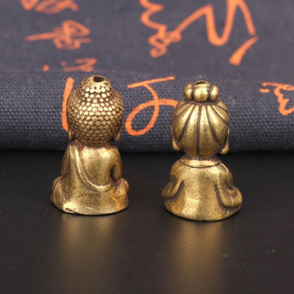 Pure Brass Guan Yin Buddha Statue Tea Pet Ornament Buddha Figurine Miniature