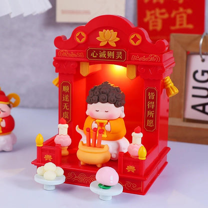 Chinese Mini Buddha Wealth God Mascot Car Desktop Decor Ornaments